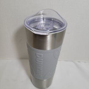 Dunkin Donuts 20oz Stainless Steel Travel Tumbler Gray Silicone Grip 2020